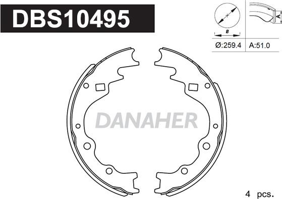 Danaher DBS10495 - Комплект тормозных колодок, барабанные autospares.lv