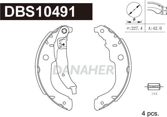 Danaher DBS10491 - Комплект тормозных колодок, барабанные autospares.lv