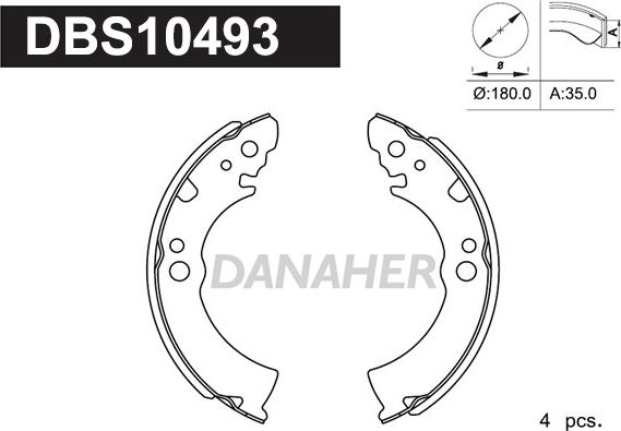 Danaher DBS10493 - Комплект тормозных колодок, барабанные autospares.lv