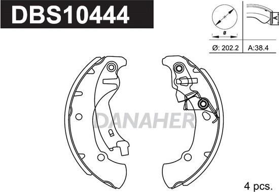 Danaher DBS10444 - Комплект тормозных колодок, барабанные autospares.lv