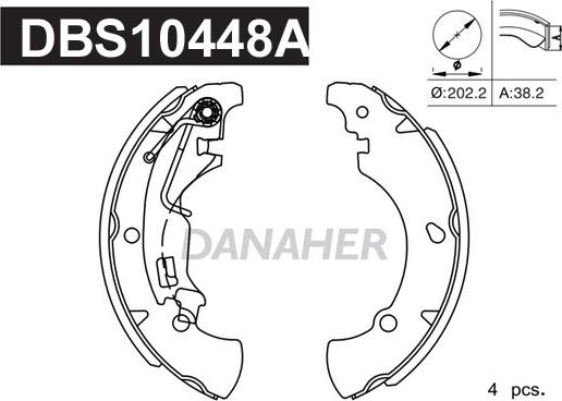 Danaher DBS10448A - Комплект тормозных колодок, барабанные autospares.lv