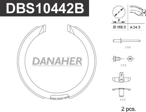 Danaher DBS10442B - Комплект тормозов, ручник, парковка autospares.lv