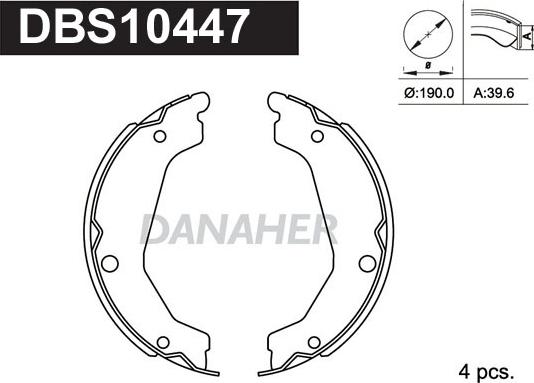 Danaher DBS10447 - Комплект тормозов, ручник, парковка autospares.lv