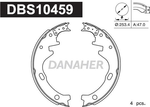 Danaher DBS10459 - Комплект тормозных колодок, барабанные autospares.lv