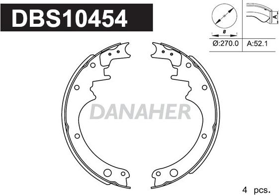 Danaher DBS10454 - Комплект тормозных колодок, барабанные autospares.lv