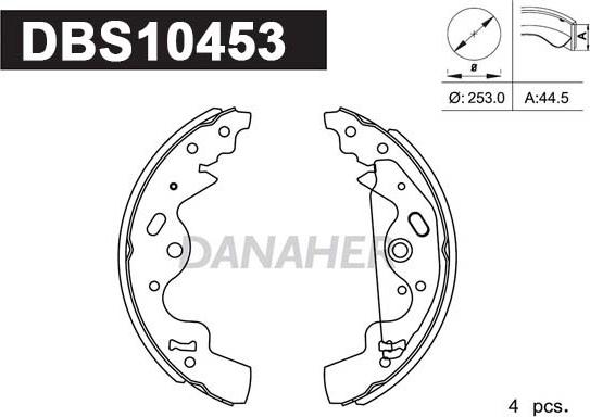 Danaher DBS10453 - Комплект тормозных колодок, барабанные autospares.lv