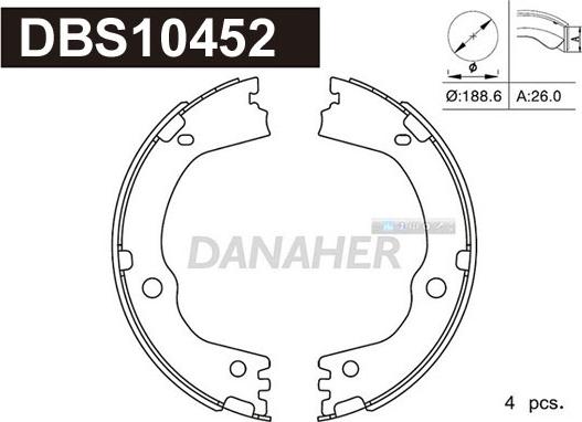 Danaher DBS10452 - Комплект тормозов, ручник, парковка autospares.lv