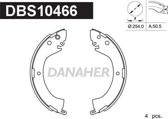 Danaher DBS10466 - Комплект тормозных колодок, барабанные autospares.lv