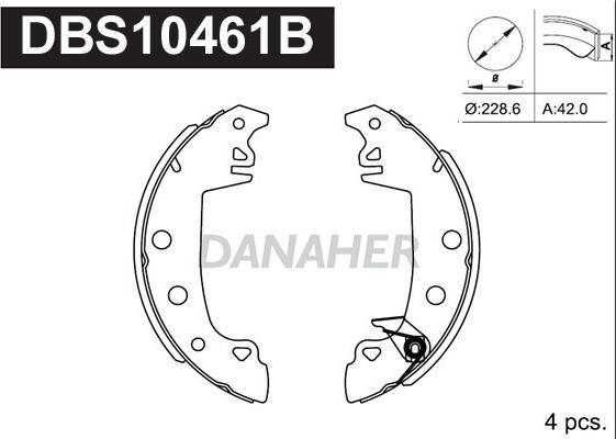 Danaher DBS10461B - Комплект тормозных колодок, барабанные autospares.lv