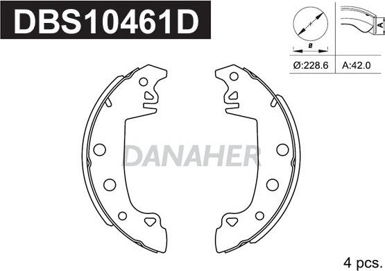 Danaher DBS10461D - Комплект тормозных колодок, барабанные autospares.lv