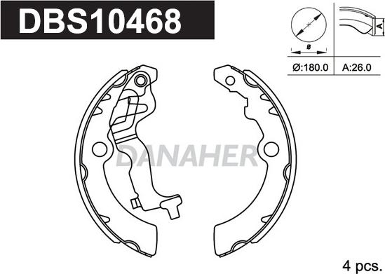 Danaher DBS10468 - Комплект тормозных колодок, барабанные autospares.lv