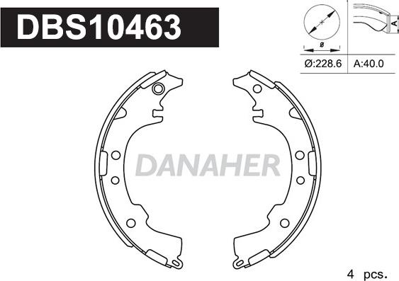 Danaher DBS10463 - Комплект тормозных колодок, барабанные autospares.lv