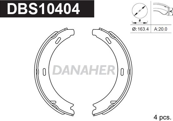 Danaher DBS10404 - Комплект тормозов, ручник, парковка autospares.lv
