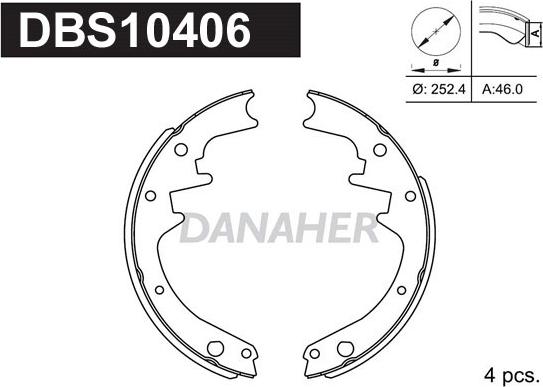 Danaher DBS10406 - Комплект тормозных колодок, барабанные autospares.lv