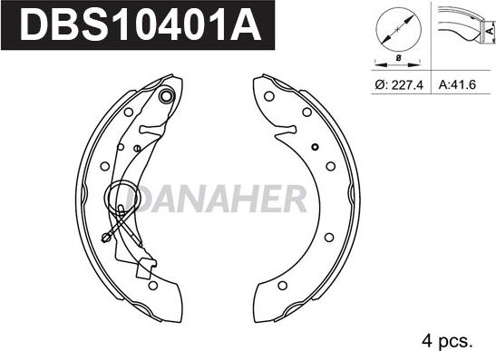 Danaher DBS10401A - Комплект тормозных колодок, барабанные autospares.lv