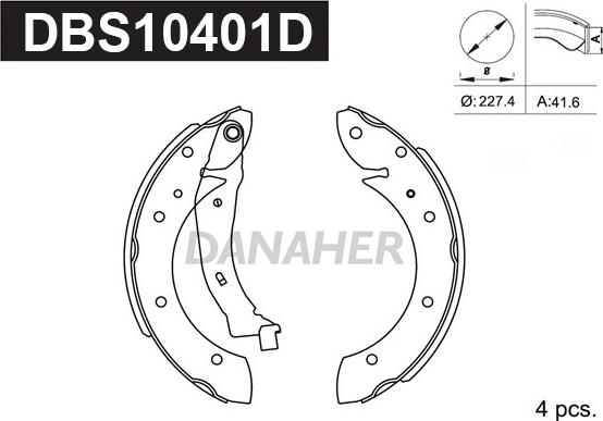 Danaher DBS10401D - Комплект тормозных колодок, барабанные autospares.lv