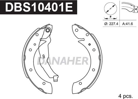 Danaher DBS10401E - Комплект тормозных колодок, барабанные autospares.lv