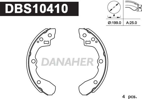 Danaher DBS10410 - Комплект тормозных колодок, барабанные autospares.lv