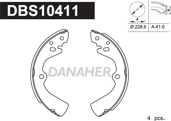 Danaher DBS10411 - Комплект тормозных колодок, барабанные autospares.lv