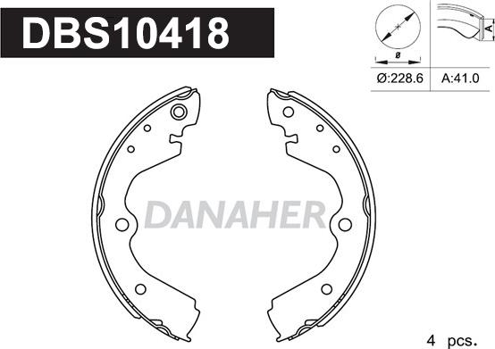 Danaher DBS10418 - Комплект тормозных колодок, барабанные autospares.lv