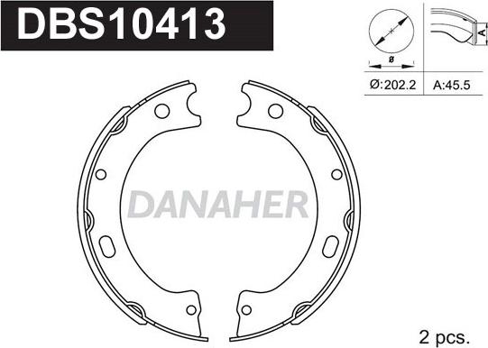 Danaher DBS10413 - Комплект тормозов, ручник, парковка autospares.lv