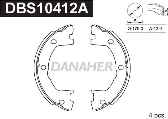 Danaher DBS10412A - Комплект тормозов, ручник, парковка autospares.lv