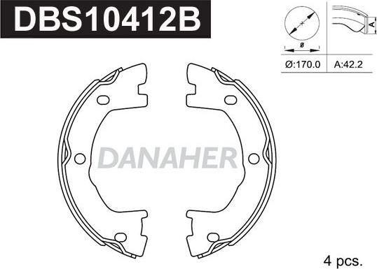 Danaher DBS10412B - Комплект тормозов, ручник, парковка autospares.lv