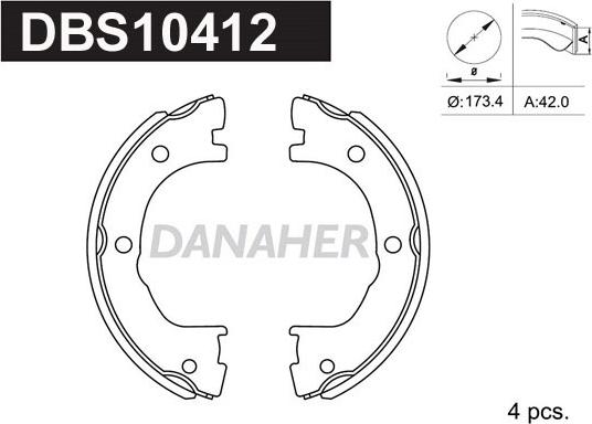 Danaher DBS10412 - Комплект тормозов, ручник, парковка autospares.lv