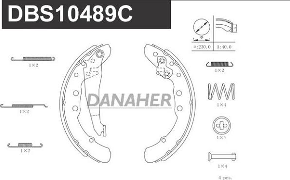 Danaher DBS10489C - Комплект тормозных колодок, барабанные autospares.lv