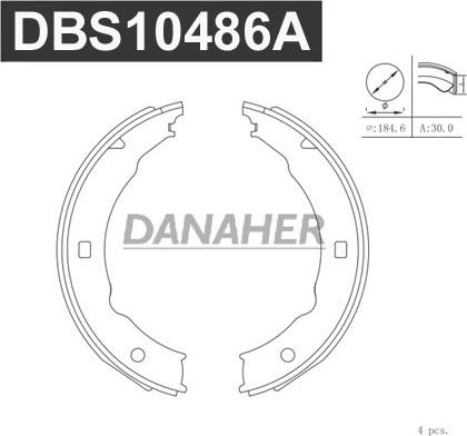 Danaher DBS10486A - Комплект тормозов, ручник, парковка autospares.lv