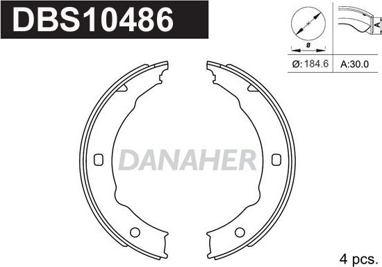 Danaher DBS10486 - Комплект тормозов, ручник, парковка autospares.lv