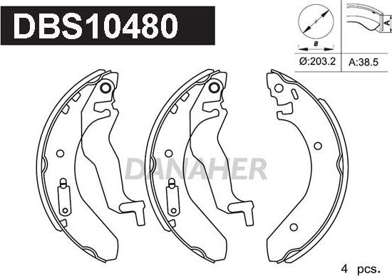 Danaher DBS10480 - Комплект тормозных колодок, барабанные autospares.lv