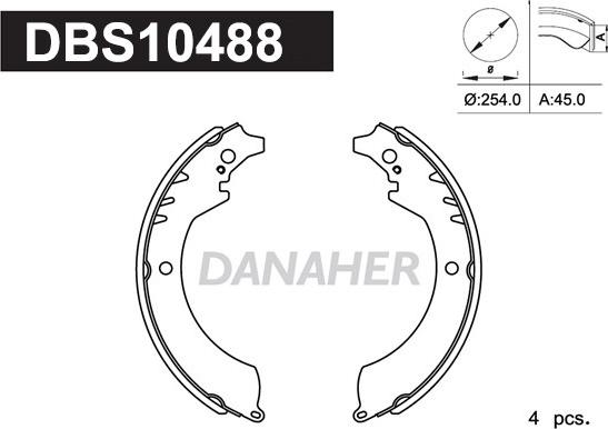 Danaher DBS10488 - Комплект тормозных колодок, барабанные autospares.lv