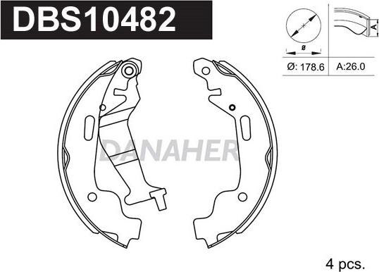 Danaher DBS10482 - Комплект тормозных колодок, барабанные autospares.lv