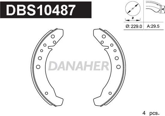 Danaher DBS10487 - Комплект тормозных колодок, барабанные autospares.lv