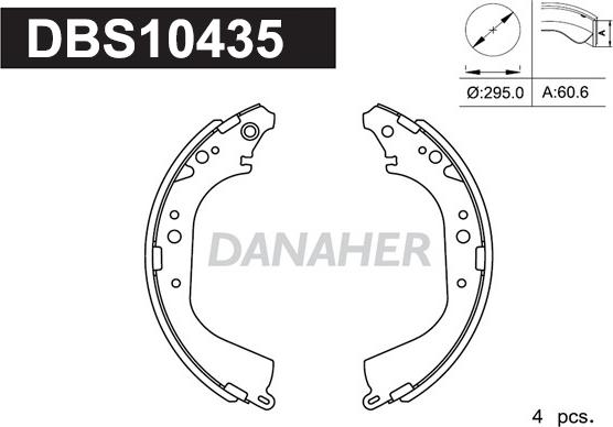 Danaher DBS10435 - Комплект тормозных колодок, барабанные autospares.lv