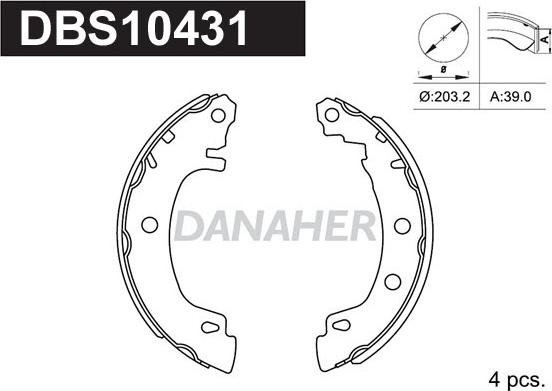 Danaher DBS10431 - Комплект тормозных колодок, барабанные autospares.lv