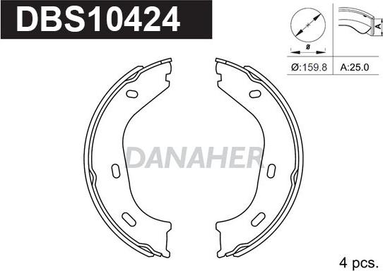 Danaher DBS10424 - Комплект тормозов, ручник, парковка autospares.lv