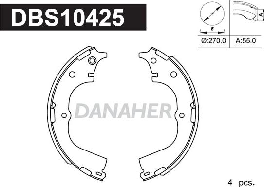 Danaher DBS10425 - Комплект тормозных колодок, барабанные autospares.lv