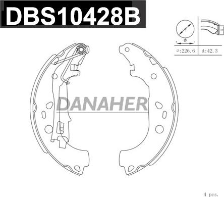 Danaher DBS10428B - Комплект тормозных колодок, барабанные autospares.lv