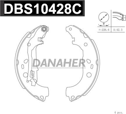 Danaher DBS10428C - Комплект тормозных колодок, барабанные autospares.lv