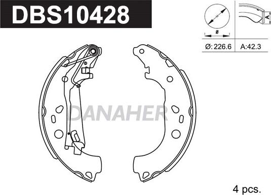 Danaher DBS10428 - Комплект тормозных колодок, барабанные autospares.lv