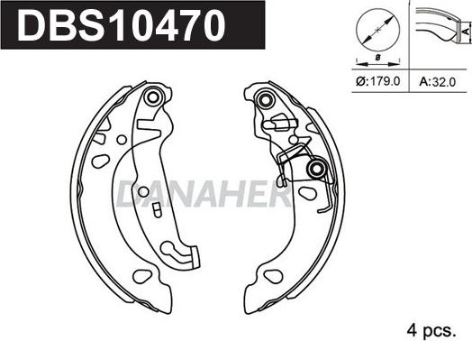 Danaher DBS10470 - Комплект тормозных колодок, барабанные autospares.lv