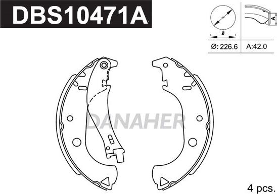 Danaher DBS10471A - Комплект тормозных колодок, барабанные autospares.lv