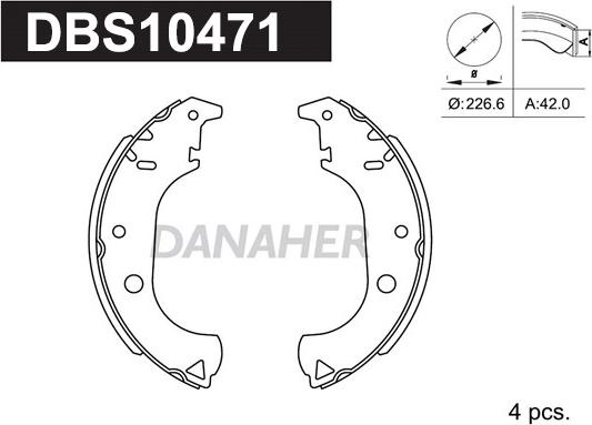 Danaher DBS10471 - Комплект тормозных колодок, барабанные autospares.lv