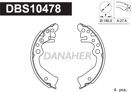 Danaher DBS10478 - Комплект тормозных колодок, барабанные autospares.lv