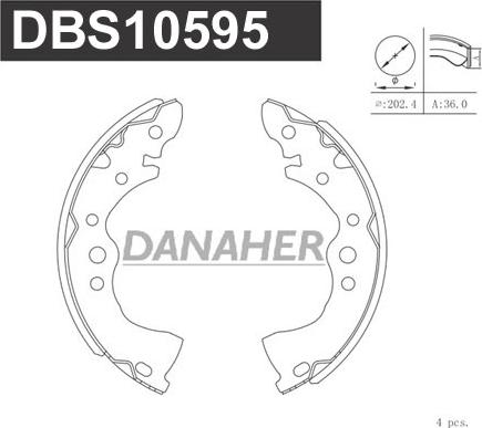 Danaher DBS10595 - Комплект тормозных колодок, барабанные autospares.lv