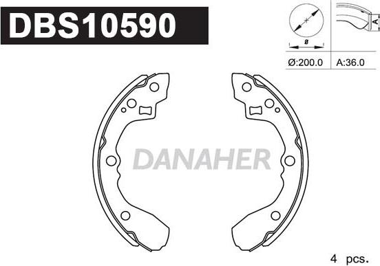 Danaher DBS10590 - Комплект тормозных колодок, барабанные autospares.lv