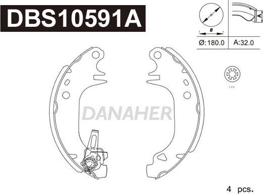 Danaher DBS10591A - Комплект тормозных колодок, барабанные autospares.lv