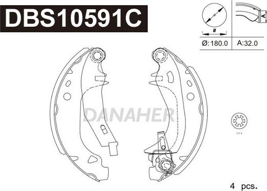 Danaher DBS10591C - Комплект тормозных колодок, барабанные autospares.lv